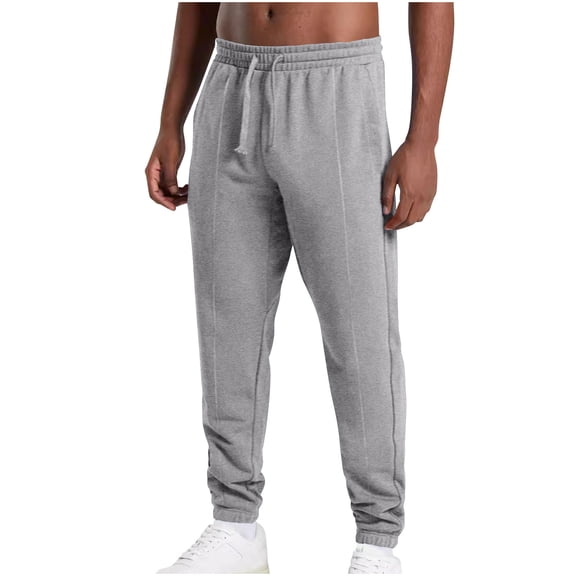 Hrsba Mens Exercise Pants,Summer Solid Color Casual Versatile Pants Drawstring Tapered Leg for Fitness and Daily Use
