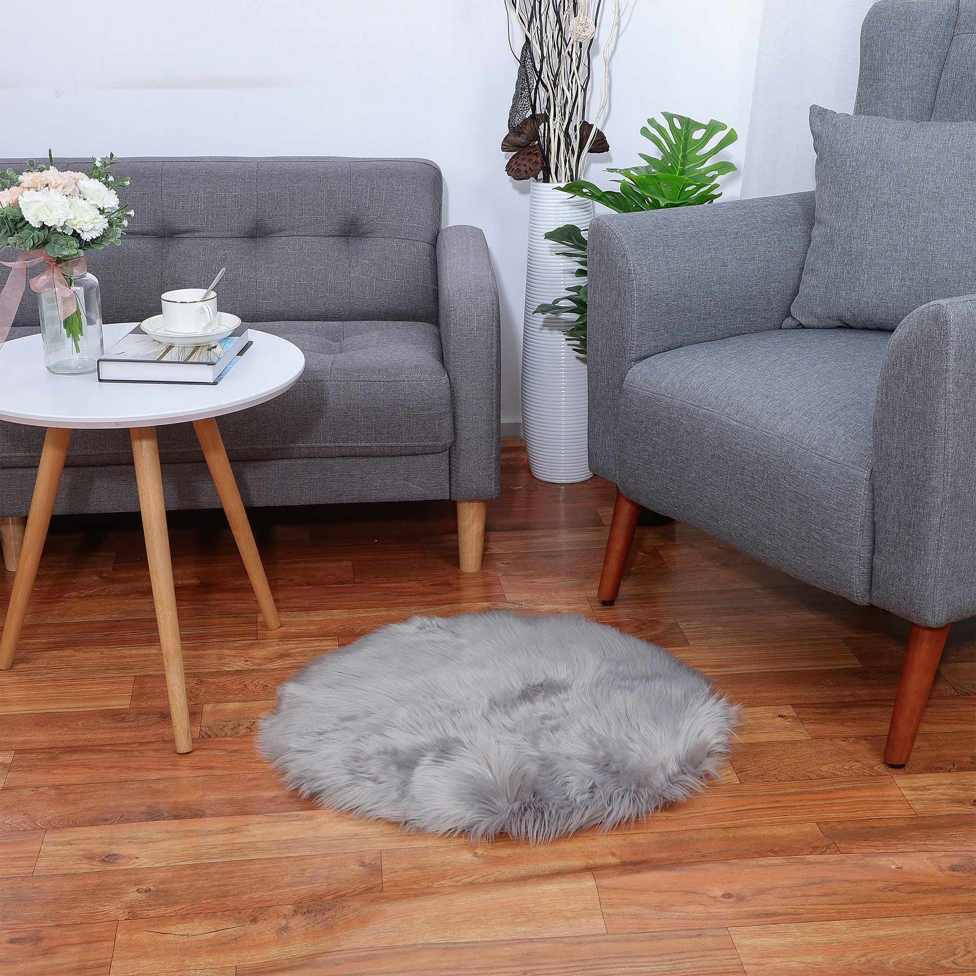 Soft Faux Sheepskin Fur Solid Plush Area Rug Carpet Pad for Bedroom