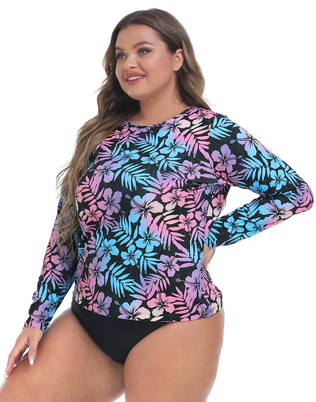 plus size long sleeve bathing suit top
