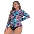 thumbnail image 2 of HDE Plus Size Rash Guard for Women UPF 50 Quick Dry Long Sleeve Swim Top Hawaiian Black - 3X, 2 of 5