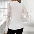 thumbnail image 4 of Camisas de encaje,Blusa de encaje con escote en V para mujer, camiseta de manga larga tipo farol, poliéster, uso diario informal, sopatenor, 4 of 8