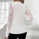 thumbnail image 4 of Camisas de encaje,Blusa de encaje con escote en V para mujer, camiseta de manga larga tipo farol, poliéster, uso diario informal, sopatenor, 4 of 8