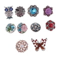 thumbnail image 2 of 10 Piezas De Diseño Vintage De Cristal De De Imitación, 18 Mm, Botón A Presión, Aleación, Abalorios De Socio, Mariposa, Flor, Formas De Búho Soledad Botón a presión del encanto, 2 of 10