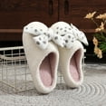 thumbnail image 4 of Plush Cute Bow Slippers for Women Men Comfy Furry Non Slip House Shoes Indoor Outdoor Winter Fuzzy Slides, 4 of 7