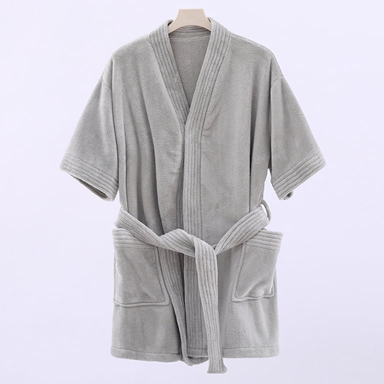 FAHXNVB Womens Plush Bathrobe Short Sleeve Warm Fleece Robe Super