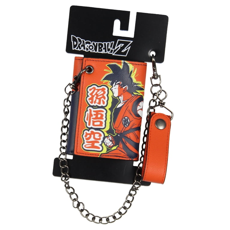 Dragon Ball Z Anime Son Goku Tri-Fold Snap Closure Chain Wallet