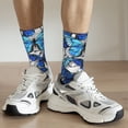 thumbnail image 4 of Uemuo Blue and White Butterflies Pattern Women's Crew Socks, Soft Durable Breathable Moisture-Wicking with Odor Control Cotton socks, 4 of 9