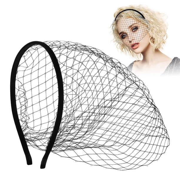 AURARMLET Fascinator Velo Negro Para Novia Con De Malla Y Compatible Con Peinados Variados