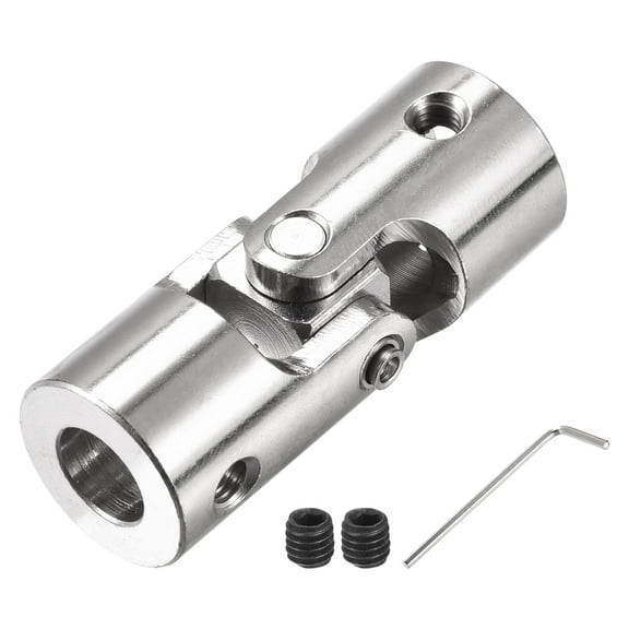 Uxcell 10mm to 12mm Rotatable Universal Joint Shaft Coupling L52 x D20 with Wrench Steel 1 Pack