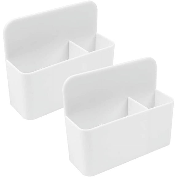 2 Pack Whiteboard Marker Holder,Magnetic Dry Erase Marker Holder, Strong Magnetic Back Marker Holder for Fridge, Whiteboard, Office, Home, Magnet Pencil Cup Storage Organizer (White)