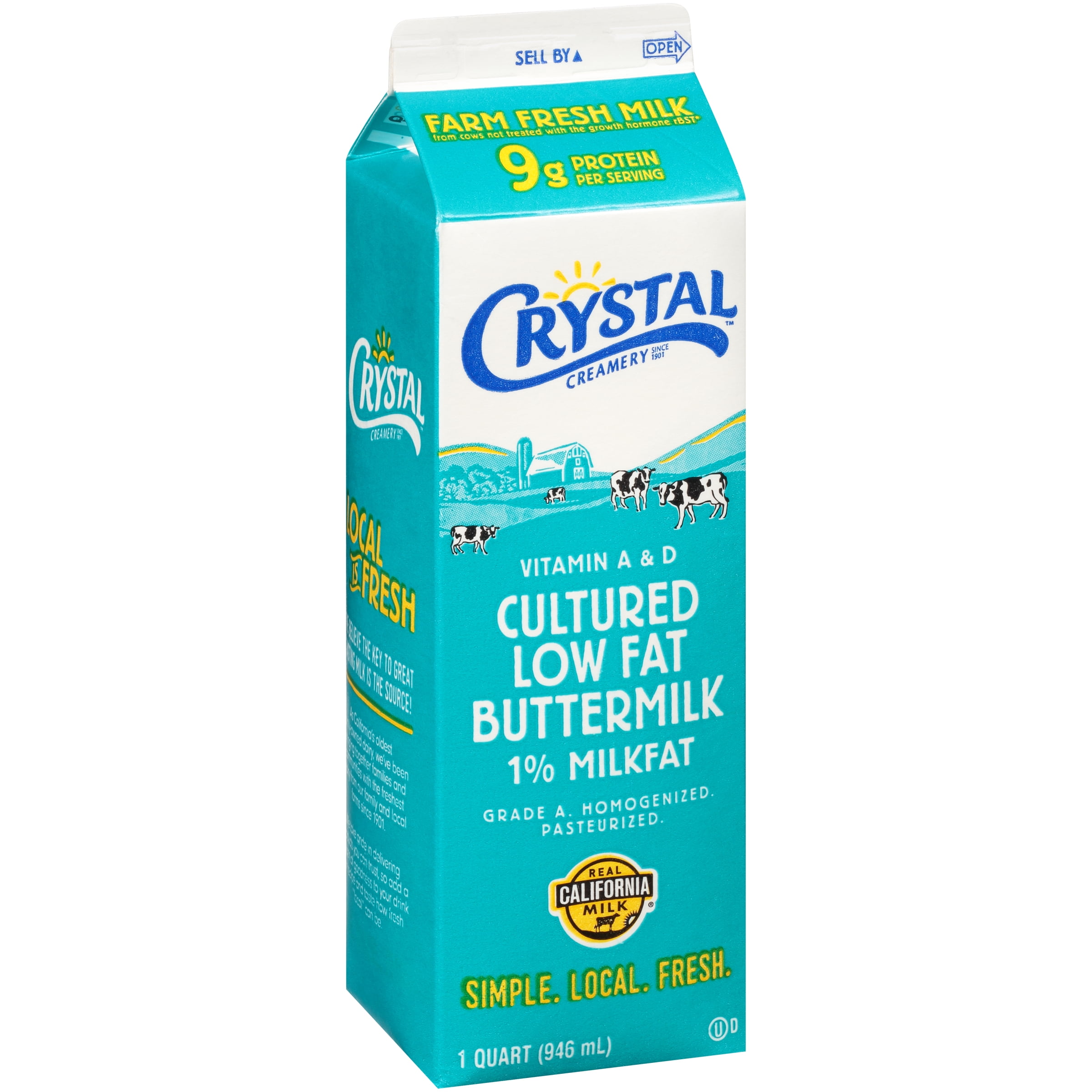 Crystal Creamery Cultured Low Fat Buttermilk, 1 qt