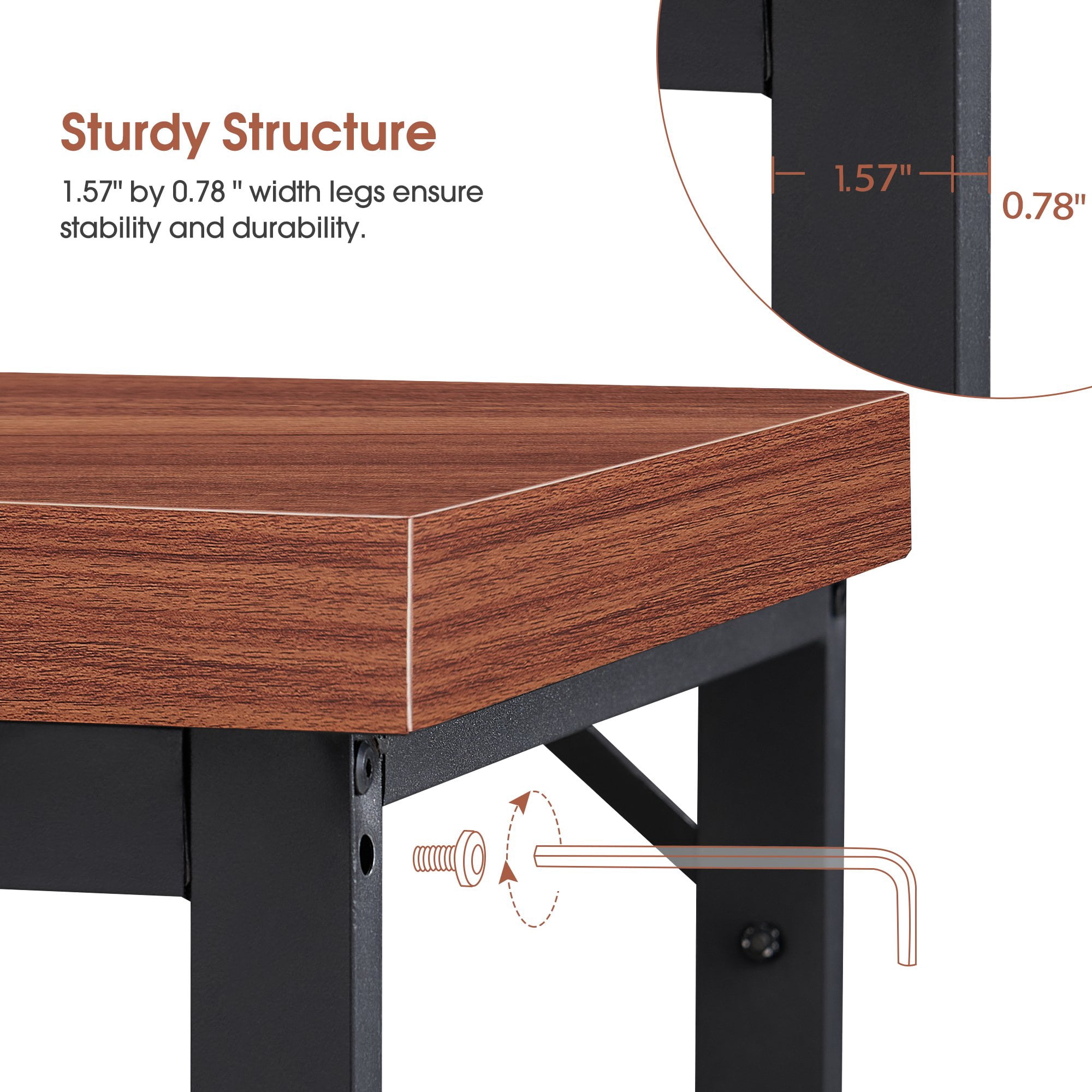 Ivinta Industrial L-Shaped Desk, 57.9"D x 44.1"W, 1 Count, 1 Pack