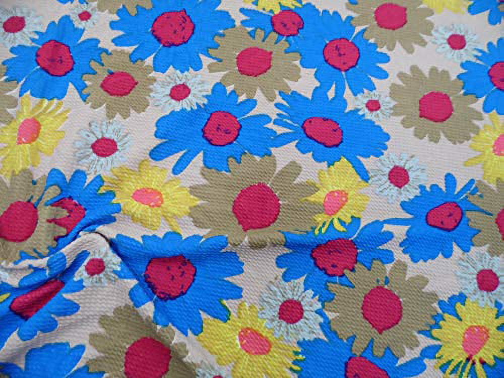 10 Yard Lot Bullet Printed Liverpool Textured Fabric 4 Way Stretch Blue Yellow Pink Tan Floral V30