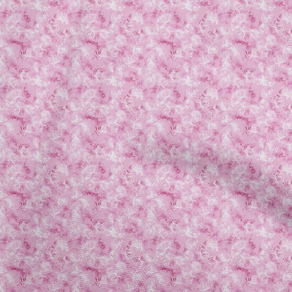 oneOone Viscose Chiffon Pink Fabric Asian-Tie & Dye-Floral Quilting Supplies Print Sewing Fabric By The Yard 42 Inch Wide