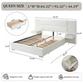 thumbnail image 2 of Queen Size Bed Frame Upholstered Platform Bed with Two Large Storage Drawers, Linen Fabric, Wooden Slat Support, Mattress Foundation, No Box Spring Needed, Noise-Free, Easy Assembly, White, 2 of 9