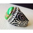 thumbnail image 2 of Green Copper Turquoise Mans Ring, Natural Green Copper Turquoise, Silver Jewelry, 925 Silver Ring, Birthday Gift, Heavy Mens Ring, Arabic Design, Ottoman Style Ring, Christmas, Turkey Mens Signet Ring, 2 of 6