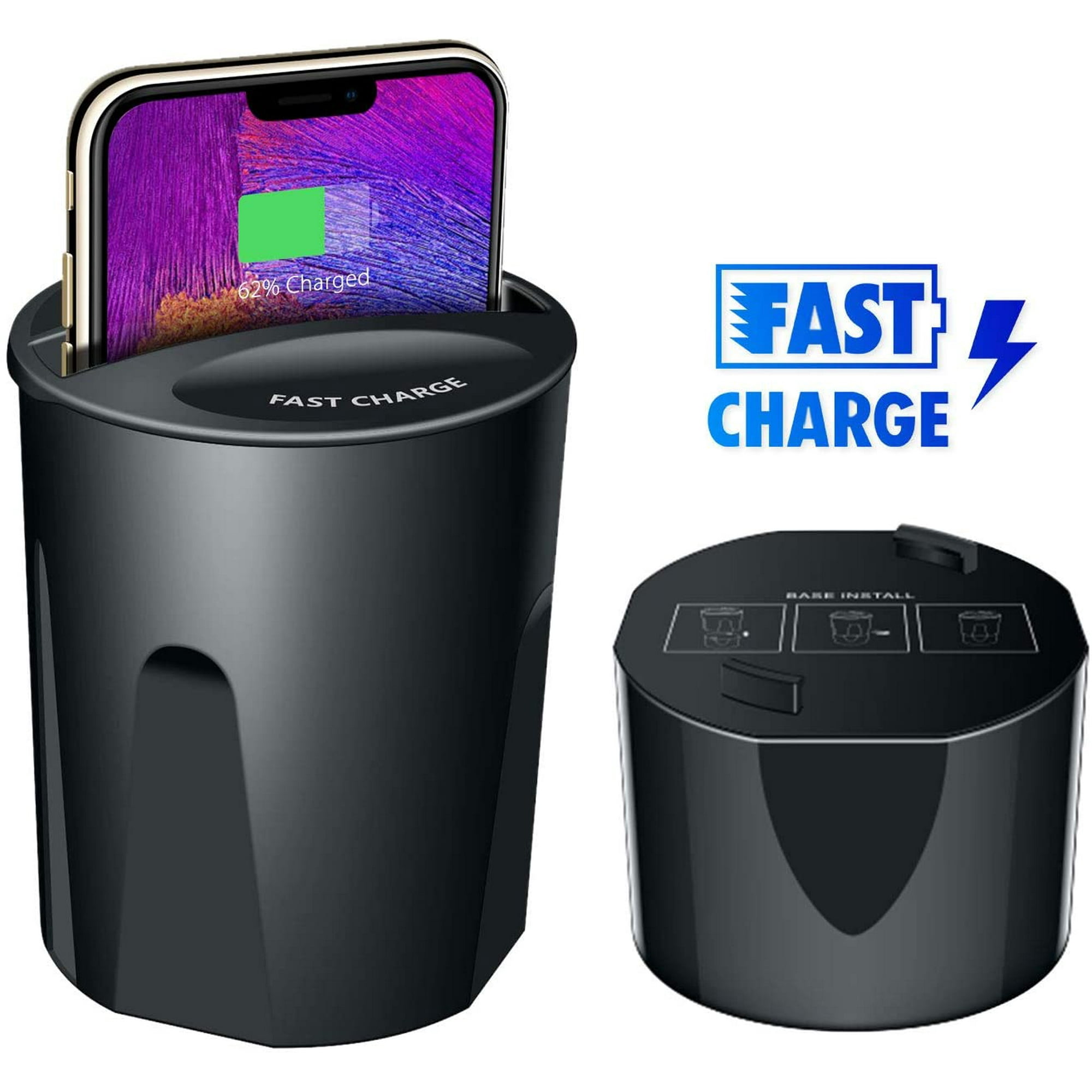 Wireless Car Charger Cup Holder, 2 In 1 Qi Wireless Fast Car Charger With  Usb Port Phone Holder Charger Pad Stand For Iphone Samsung | Walmart Canada