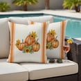 thumbnail image 4 of Orange Fall Outdoor Waterproof Pillow Covers, Thanksgiving Sunflower Pumpkin Stripe Decorative Square Throw Pillowcase Sofa Cushion Sham for Patio/Couch/Chair, 16"x16" 2 Pack, 4 of 8
