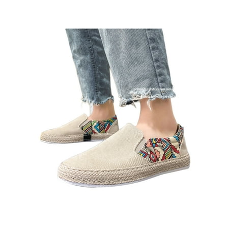 

Avamo Mens Loafers Non-Slip Flats Slip On Espadrille Loafer Driving Casual Shoe Sport Comfortable Round Toe Skate Shoes Beige with Plush Lined 8