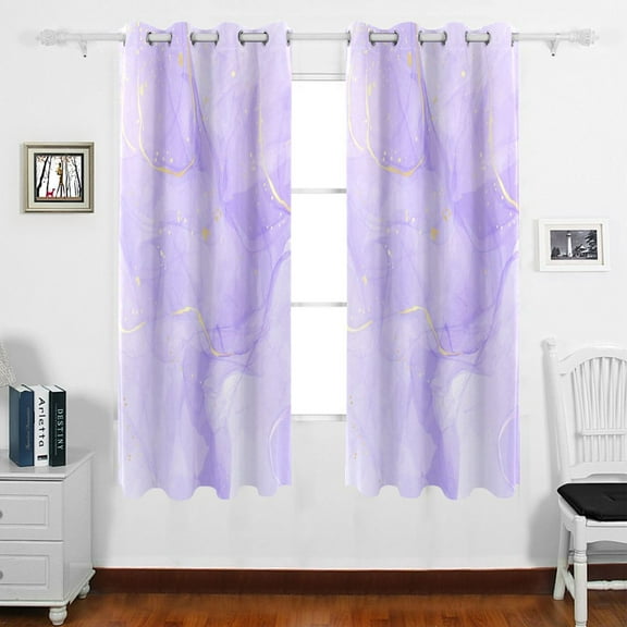 Purple Lavender Liquid Grommet Blackout Curtains Thermal Insulated Window Curtain Sets for Bedroom Living Room 63"L x 55"W 2 Panels