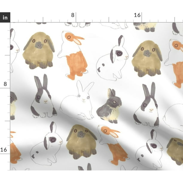 Spoonflower Fabric Easter Bunny Rabbits Bunnies Rabbit Cute Children Watercolor Printed on
