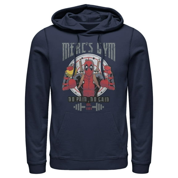Men's Marvel Deadpool Gym No Pain No Gain  Pull Over Hoodie