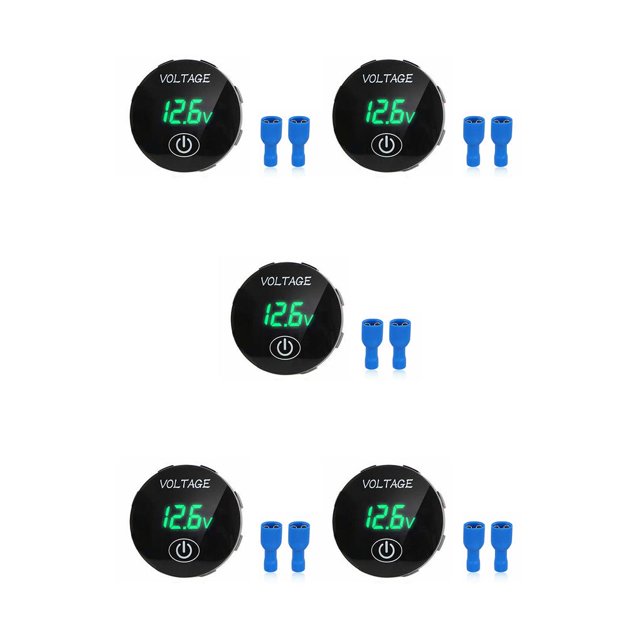Youkk DC 5V-48V Voltmeter with Terminal LED Digital Display Car Voltage Meter IP65 Waterproof Accessory for RV Vehicle Automobile Green 5Set