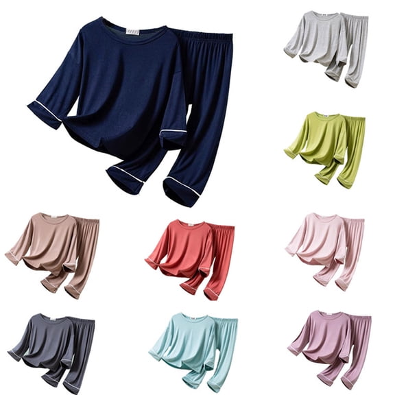 RTKFRFLM Kids Loungwear Set, Soft Long Sleeve Crewneck Top and Pants Loungewear