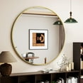 thumbnail image 2 of Lumora 30"x30" Round Wall Bathroom Mirror Wall-mounted Mirror with Aluminum Frame,Gold, 2 of 6