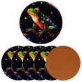 thumbnail image 2 of Frog 6PCS Round Coasters, Microfiber Leather Drink Coasters, 11x11 cm/4.3x4.3 in, Set of 6 Mats for Drinks, Coasters for Cups and Mugs, 2 of 6
