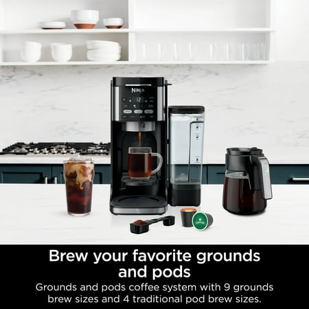 Ninja - DualBrew Hot & Iced Coffee Maker, Single-Serve, compatible with K-Cups & 12-Cup Drip Coffee Maker - Black/Stainless Steel