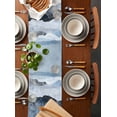thumbnail image 2 of Abstract Seawaves Table Runner-Cotton Linen- 90 Inch Holiday Dresser Scarves, Blue Ocean Coast Retro Nature Scenery Tablerunner for Kitchen Coffee/Dining Bedroom Living Room Dinner Scarf Décor 13x90, 2 of 9
