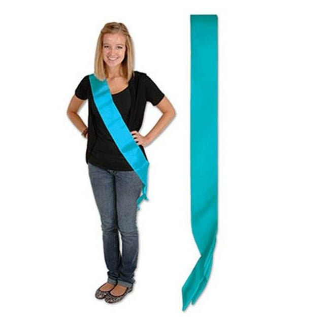 Beistle 60199-T Satin Sash- Turquoise - Pack Of 6