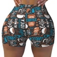 thumbnail image 2 of Uemuo Coffee Lover Print Pattern Women Workout Impact Shorts Scrunch Butt Lifting Gym Shorts Seamless Booty Biker Shorts-Small, 2 of 8