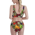 thumbnail image 3 of Daiia Begetable printed 2 piece Swimsuit Bikinis for Women High Waisted Racerback Bathing Suits Summer Tummy Control Scoop Neck Swimwear-Small, 3 of 8