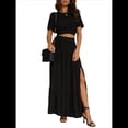 thumbnail image 1 of Falda Larga de Verano 2025 para Mujer, , con Abertura, Elástica, Cintura Alta, Corte A, para Playa Negro L, 1 of 7