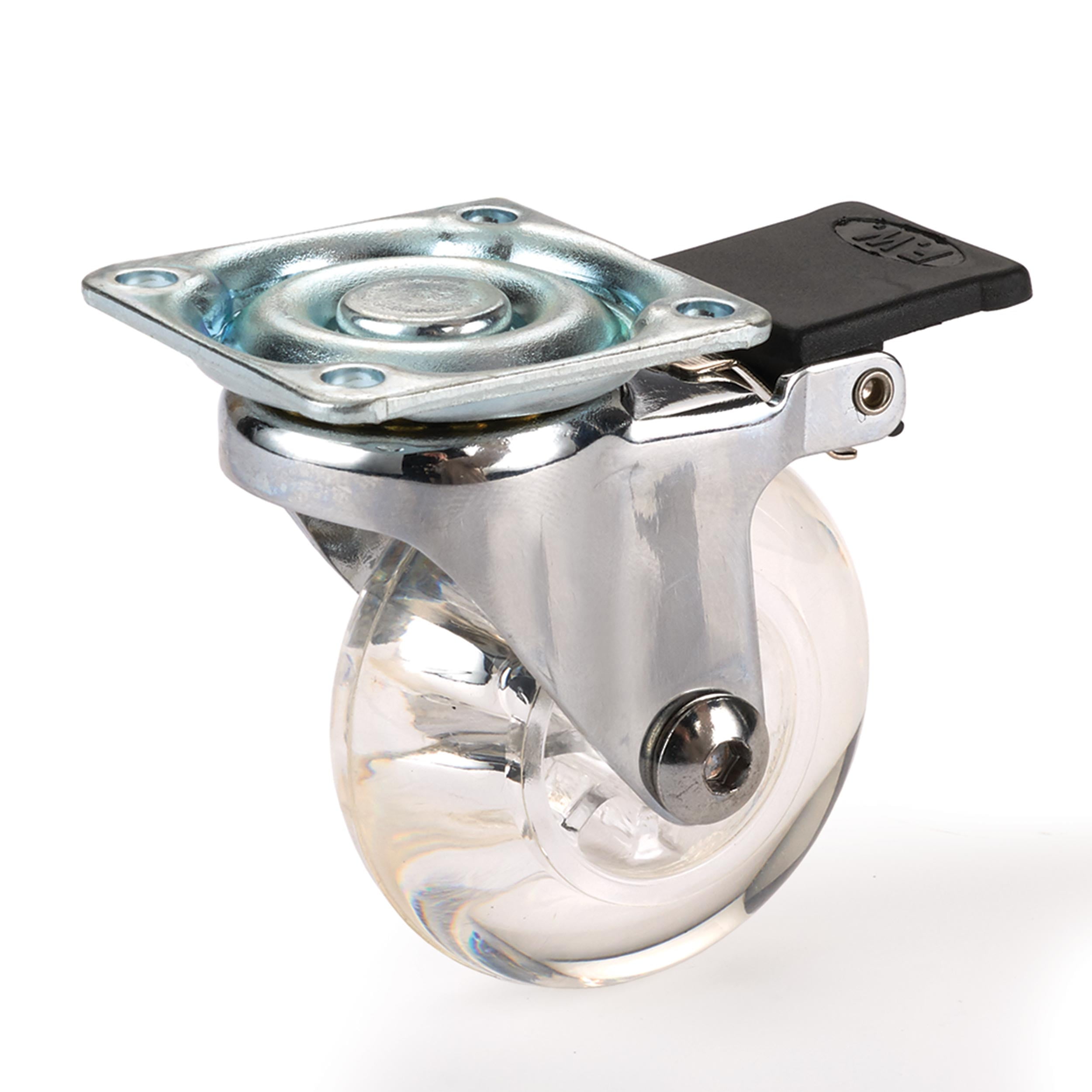 Selby Skate Wheel Casters with Rounded Wheel, Translucent, ToeAction