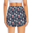 thumbnail image 2 of Lsque Christmas Village Printed Women's Running Shorts with Liner Pockets,Elastic Quick Dry Workout Athletic Gym Yoga Shorts,Womens High Waist Shorts-Medium, 2 of 9