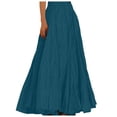 thumbnail image 1 of Jupes Midi pour Femmes Mode Décontractée Taille Haute Robe Longue Vintage Unie Vêtements Femmes Marine L, 1 of 5