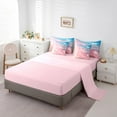 thumbnail image 3 of Erosebridal Pink Beach Bed in a Bag Twin size, Romantic Ocean Bed Set, Coastal Marine Reversible Bedding Twin Size, Microfiber Bedroom Decoration, 7pcs, 3 of 6