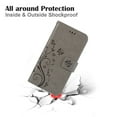 thumbnail image 5 of iPhone XR Wallet Case, Dteck Embossed Flower Butterfly Magnetic Flip PU Leather Folio Stand Case Cover Built-in Card Slots & Money Pocket, with wrist Strap, For Apple iPhone XR 6.1 inch, Gray, 5 of 6