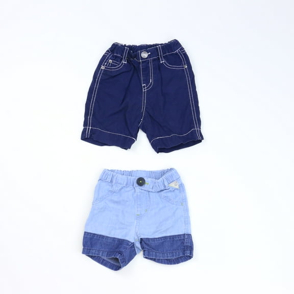 Pre-owned: Bit'z Kids Boys Navy/Chambray Shorts size: 12-18 Months (Fair)