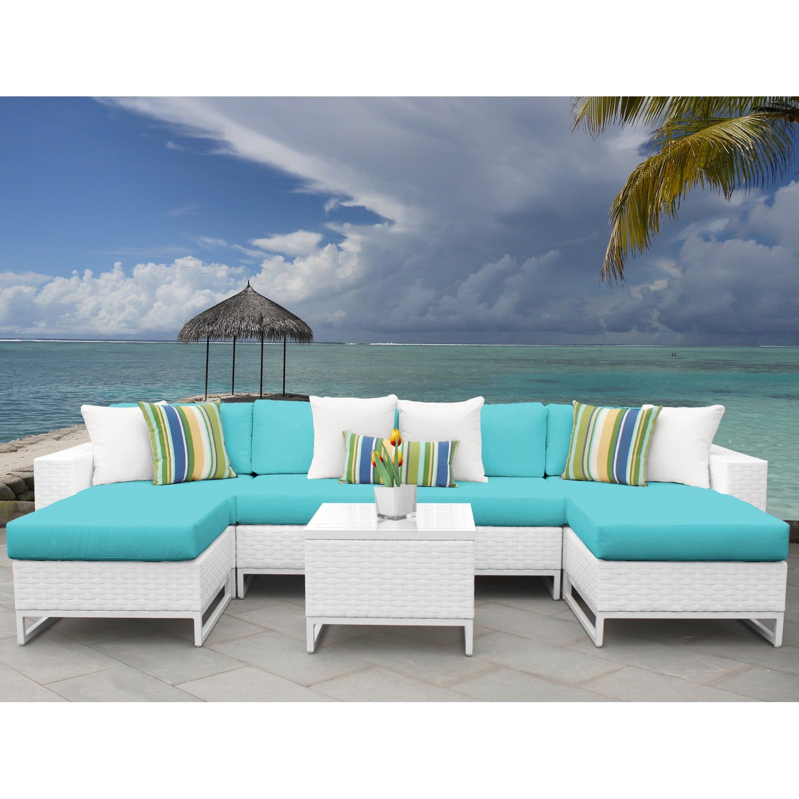 Florida 7-Piece Aluminum Framed Outdoor Conversation Set with Accent Table - image 2 of 3