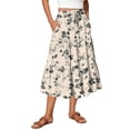 thumbnail image 2 of Long Skirt for Women Floral Print Pleated Flowy Maxi Skirts Casual Drawstring High Waisted A Line Skirts Women Clothing, 2 of 6