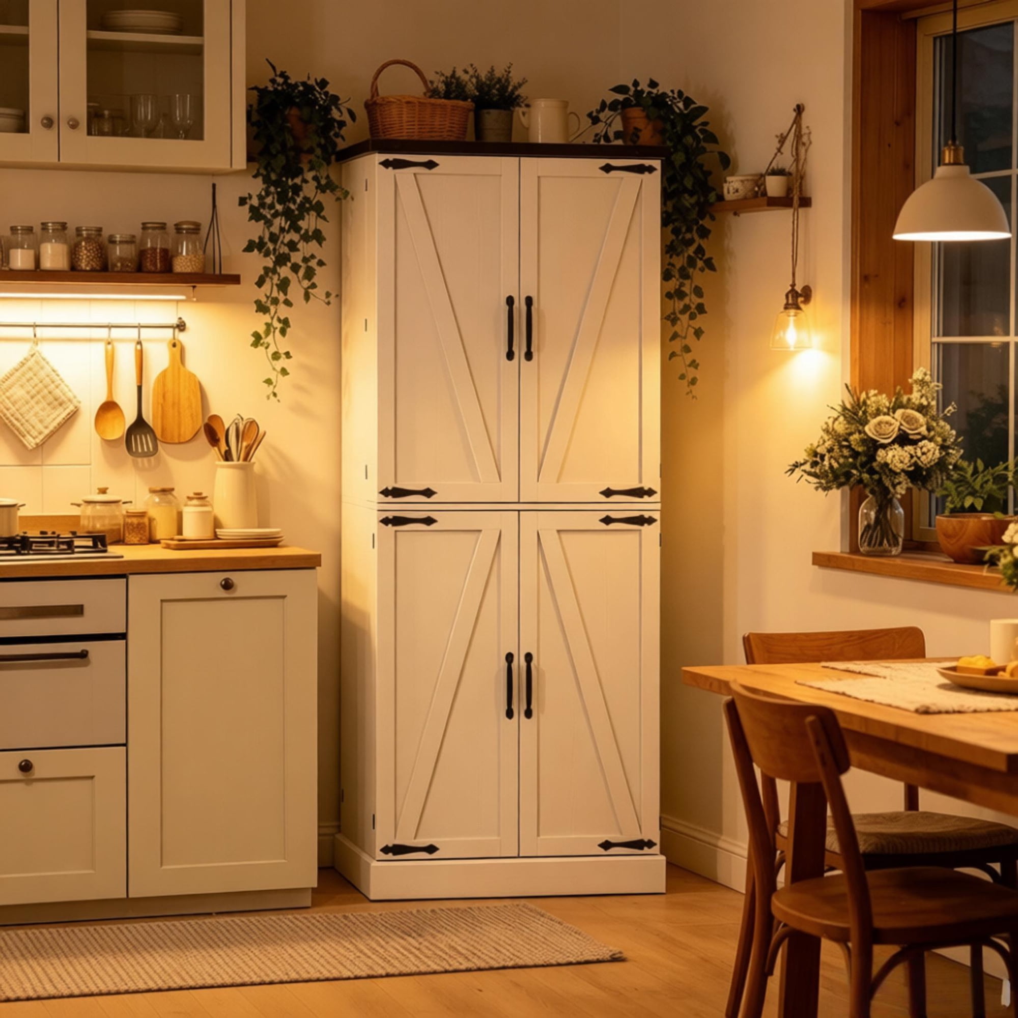 Stylish Storage Cabinet Home Office Organizer Vertical Kitchen Pantry Cabinet Tall Pantry Cabinet(Only Tall Pantry Cabinet)