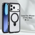 thumbnail image 6 of For iPhone 17 Pro Max Case Compatible with MagSafe, Rugged PC+TPU Back Cover with Magnetic 360° Kickstand Ring Holder, Anti-Scratch, Shock-Absorbent, Non-Slip Grip, Anti-Fingerprint,Black, 6 of 10