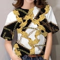 thumbnail image 1 of Camisetas de manga corta para mujer, Tops 3D, camisas barrocas de lujo, ropa de diseñador, camiseta informal de gran tamaño con cuello redondo, 1 of 4