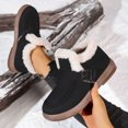 thumbnail image 4 of Bottes de Ski Plates Décontractées d'Hiver pour Femmes en Molleton Chaud, Couleur Unie, Bout Rond, Bottines, 4 of 9