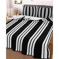 thumbnail image 3 of Quilts Twin-XL Size Bedding Set, Striped Black White Lightweight Quilted Comforter, Farmhouse Line Stripes Classic Soft Reversible Bedspread Coverlet with Pillow Covers for All Season, 68" x 98", 3 of 7