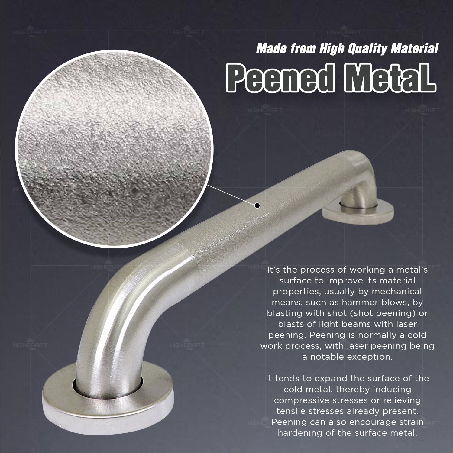 Highcraft Grab Bar for Bathtubs and Showers, Anti Slip Shower Grab Bars for Seniors and Elderly, Safety Bar for Bathroom 36" x 1.5" ADA Compliant Grab Bar, Heavy Duty Stainless Steel Shower Handle